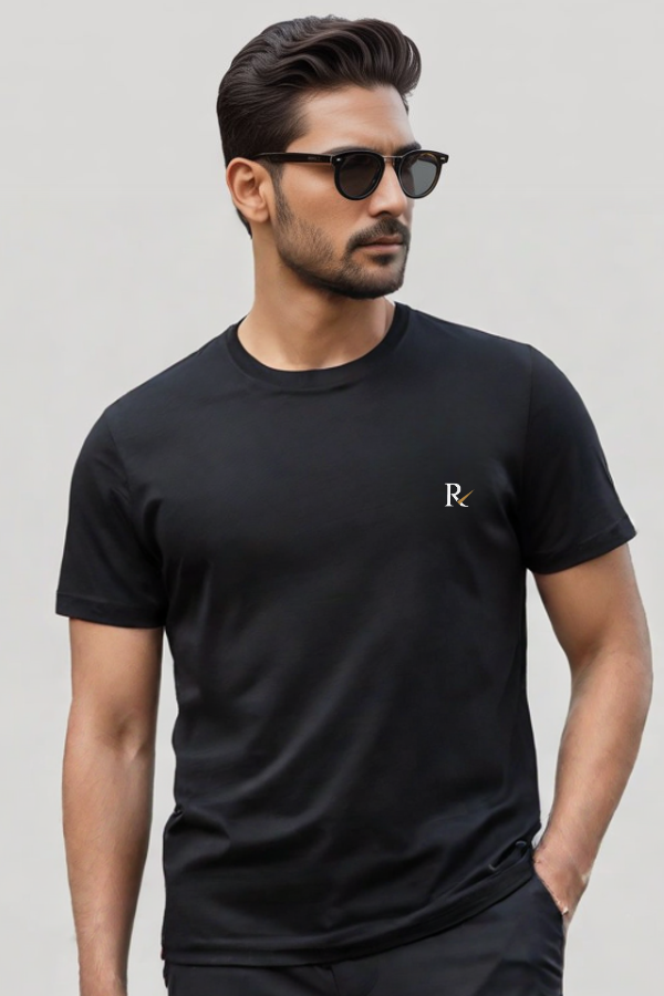 RayLuxe Premium Black Cotton T-Shirt
